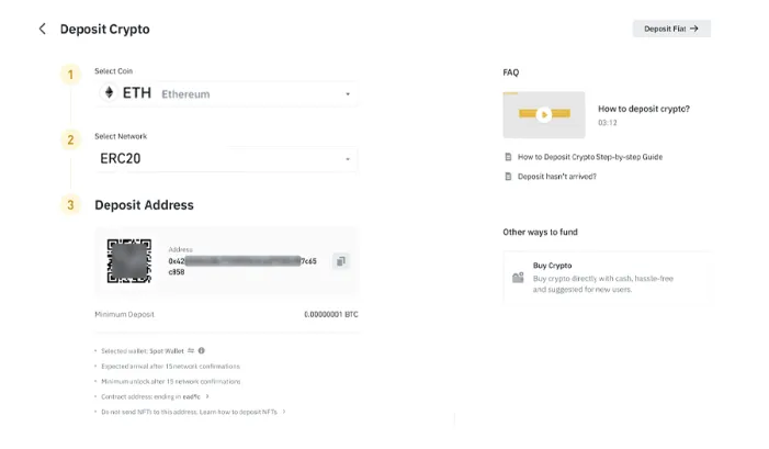 Paste ETH deposit addres