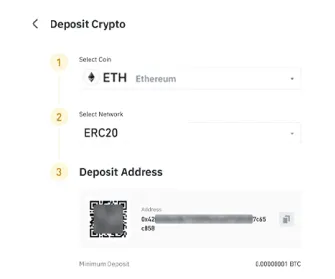 Paste ETH deposit addres