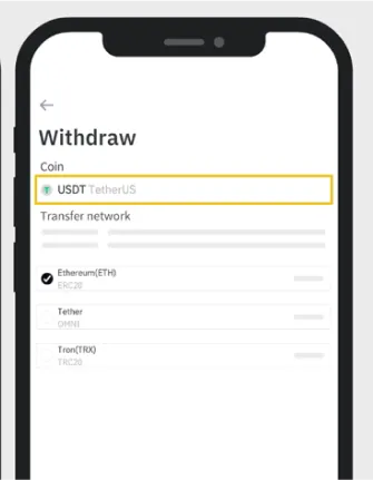 Click Fiat and Spot from the Wallet menu and choose to withdraw “USDT” in the cryptocurrency.