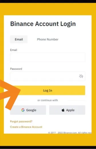 Log in to virtual currency binance account